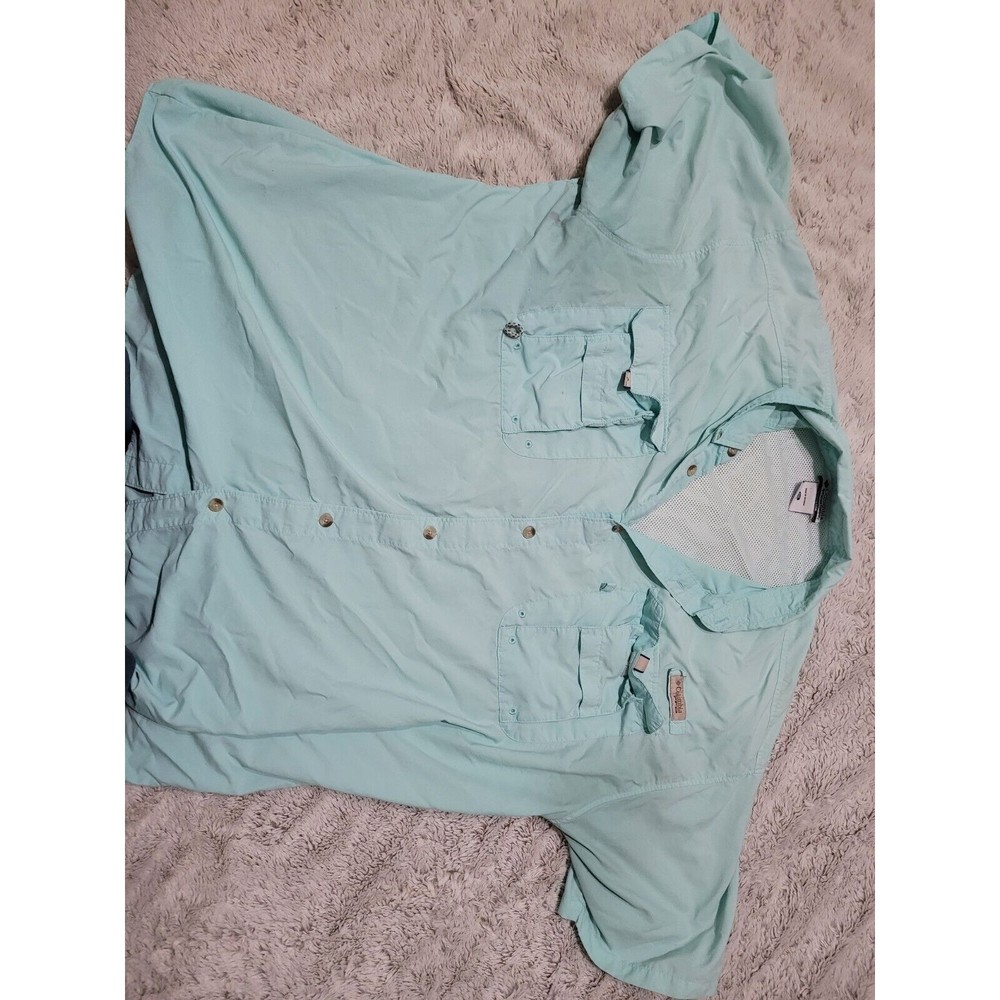 Columbia PFG Short Sleeve Fishing Shirt Mint color Mens XXL SEE DETAILS